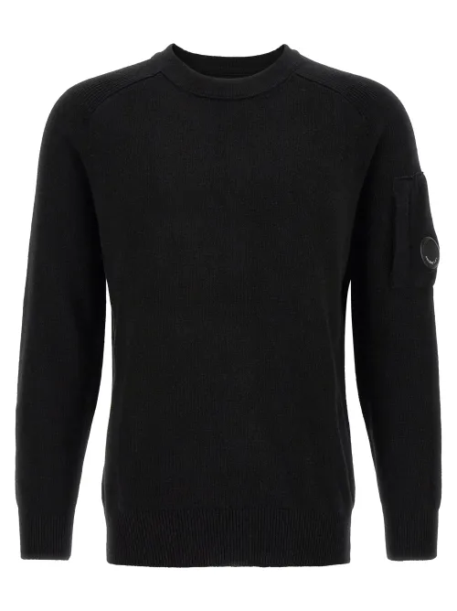 C.P. Company Recycled Wool with Lens Detail Sweater — Black