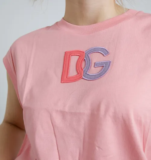 Dolce & Gabbana Logo-Embroidered Cotton Tank Top — Pink
