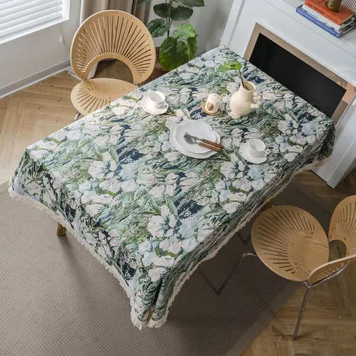 Retro Bohemian Thick Tablecloth Western Table Flag Jacquard EmbroideryTablecloth Flower Jacquard Tablecloth