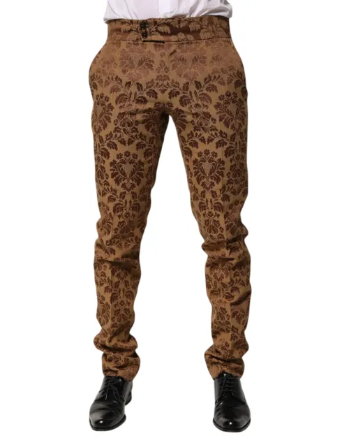 Dolce & Gabbana Floral Jacquard Trousers — Brown
