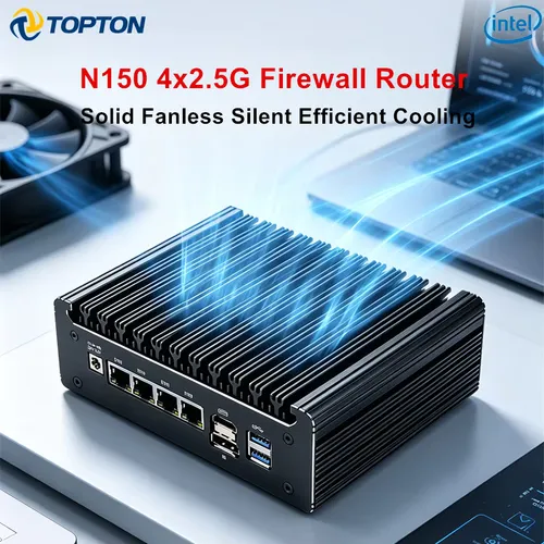 Topton Solid Fanless Firewall Mini PC Intel N150 Core I5 8250U I3 8145U 6405U 4417U 4x2.5G LAN Home NAS Server PfSense Proxmox