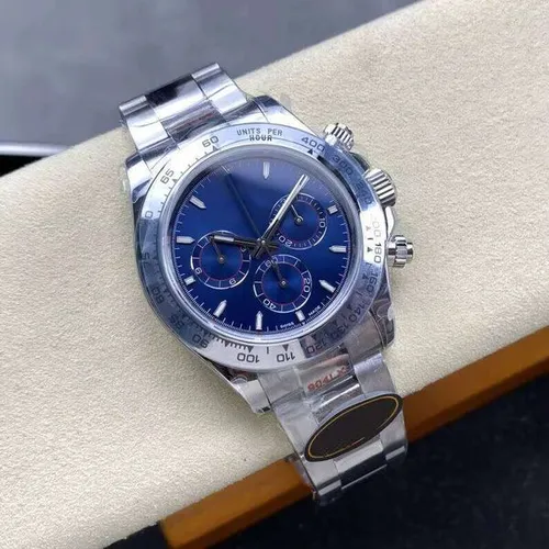 Custom Stainless Steel Watch Blue Dial Multifunction Waterproof Luminous Free Shipping