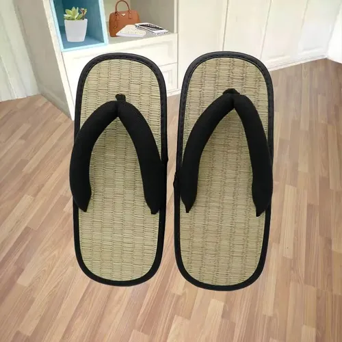 Japanese Geta Straw Plaited Article Man Flip Flops Summer Slippers Clip Slipper Sandals Open Toe Japanese Thick Bottom Slipper