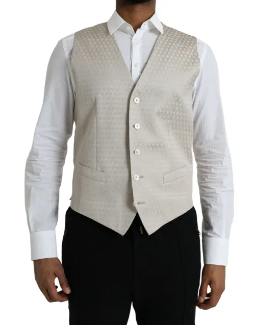 Dolce & Gabbana Diamond-Quilted Cotton Silk Vest — White