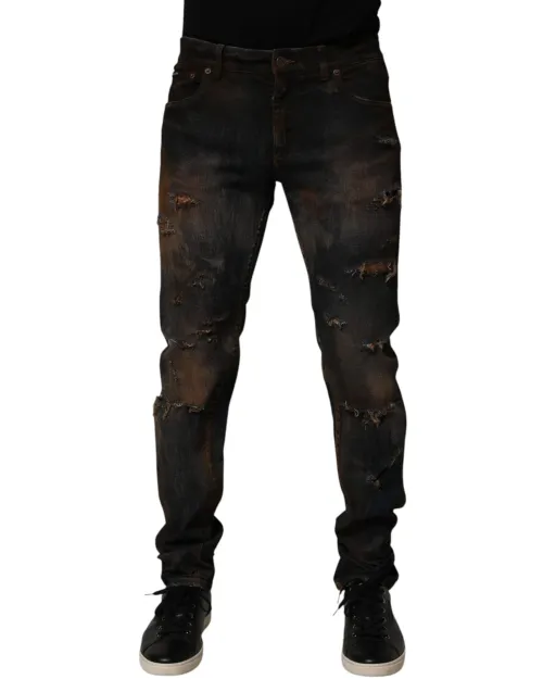 Dolce & Gabbana Tattered Cotton Jeans — Black