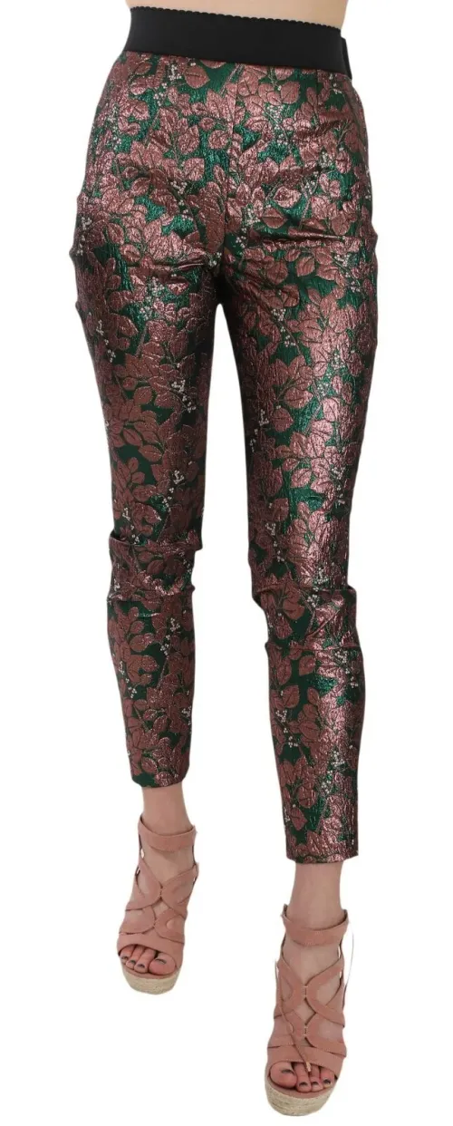 Dolce & Gabbana Iridescent Brocade Jacquard Trousers — Multicolor