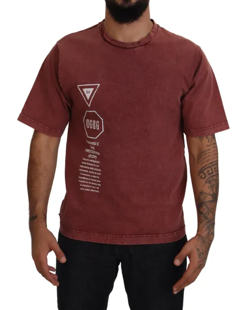 Dolce & Gabbana Logo-Print Cotton T-Shirt — Maroon