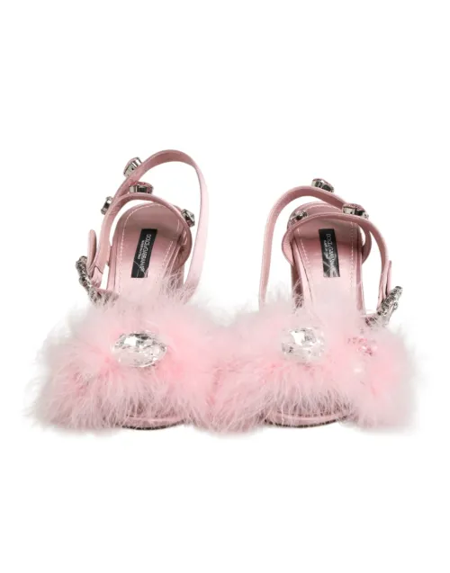 Dolce & Gabbana Crystal-Embellished Feather Heel — Pink