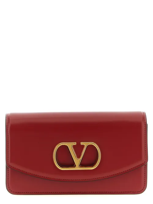 Valentino Garavani Calfskin Leather with VLogo Clutch — Red