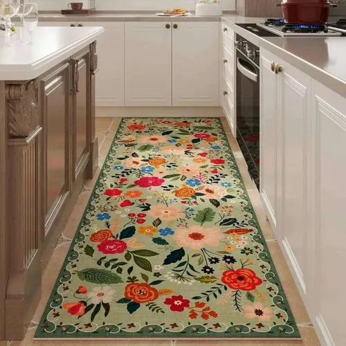 Runner Rug Hallways Machine Washable Carpets with Rubber Backing Soft Floral Kitchen Decor Rugs for Bedroom H260226
