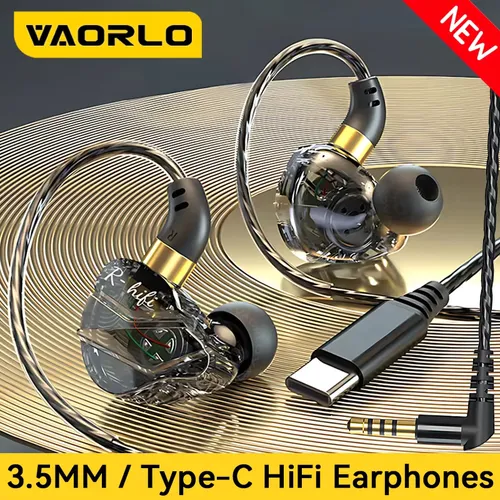 HIFI Wired Earphones 3.5MM AUX/Type C Jack 9D Surround With Mic In-Ear Transparent Music Headsets For Samsung Android For iPhone