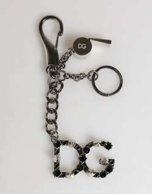 Dolce & Gabbana DG Logo Crystal Key Case — Silver