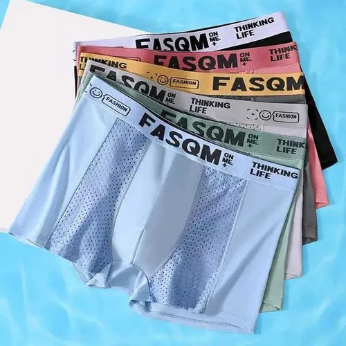 4pcs Mesh Ice Silk Boxer Shorts Mens Underwear FASQM Breathable Sexy Slim Panties Bamboo Lingerie Plus Size L-6XL W250819