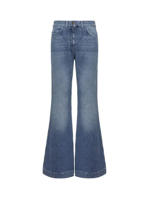 Moncler Wide Leg Denim Jeans — Blue