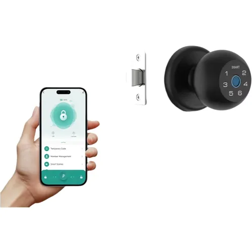 Viladepot Ball Shaped Smart Lock Fingerprint Door Lock App Control Passcode Unlock Electronic Touchscreen Keypad Indoor