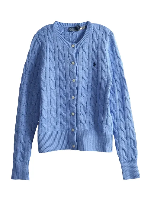 Ralph Lauren Cable-Knit Cotton Cardigan — Blue