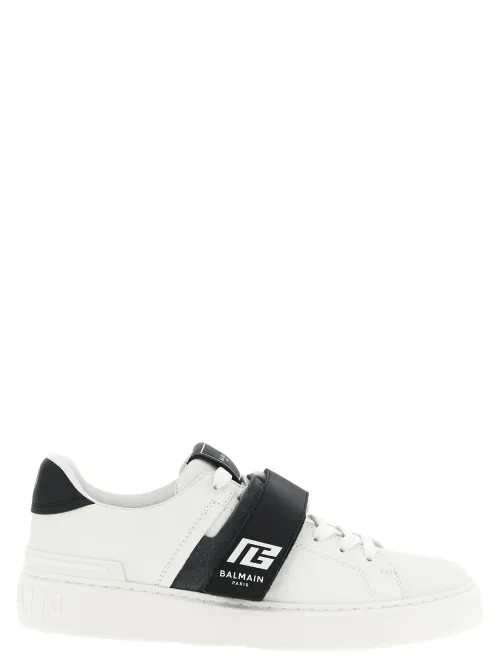 Balmain Calfskin Leather Sneakers — White