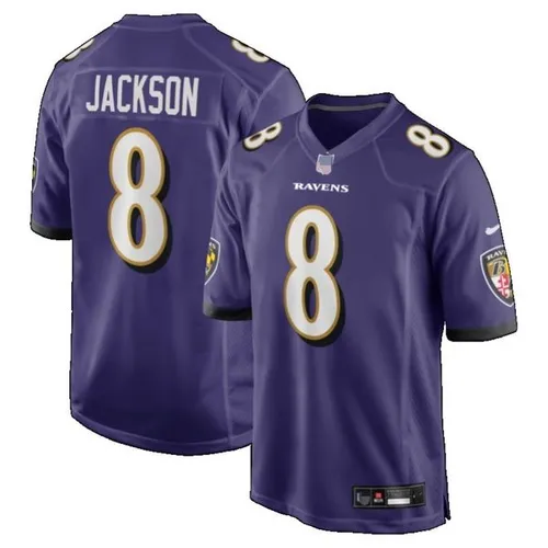 8 Lamar Jackson 22 Derrick Henry 4 Zay Flowers 89 Mark Andrews 14 Kyle Hamilton Purple Fully Sewn Tackle Twill Football Jersey - Men Women Youth S-XXXL