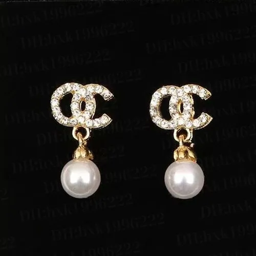 Hot selling 18K gold-plated 925 silver luxury Designer Letter studs geometric famous women's round diamond crystal pearl earrings Fashion Jewelry Earrings