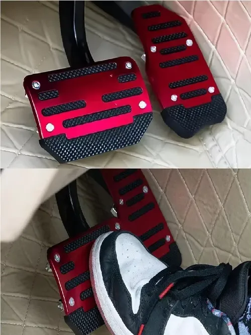 Aluminum Car Pedal Cover Set Automatic Manual Transmission Gas Foot Covers in Red Silvery, Blue - Stylish Auto Interior