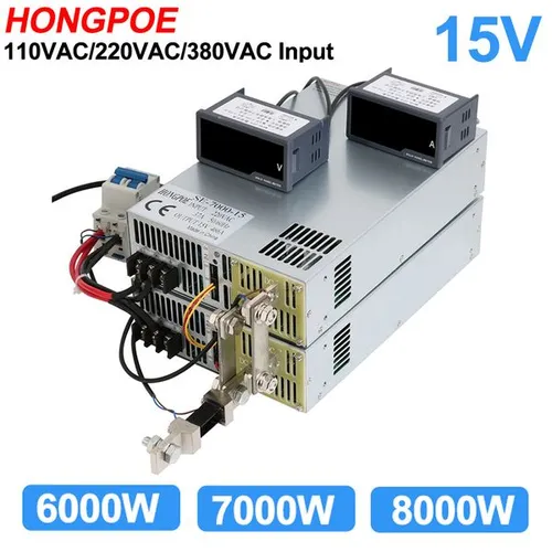 15V Power Supply 0-15V Adjustable Power 110V 220V 380V AC to DC 15V Power Support 0-5V Analog Signal Control 60000W 8000W Series