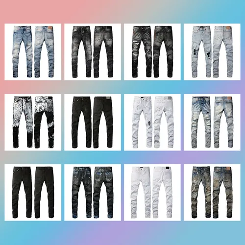 mens Jean Designer Jeans Skinny Jeans Pants Fashion distressed ripped biker black blue slim fit motorcyc stretch Denims For Man Black Pant b2lz#