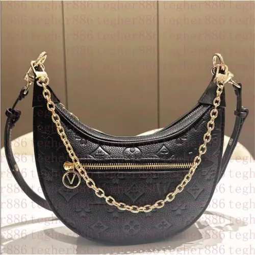 Designer Bag Women Easy Crossbody Shoulder Bags Chain Wallet Pouch On Strap Purse Embossed Letters Old Flower Handbags Floral Lady Embroidery Half Moon Bag #56