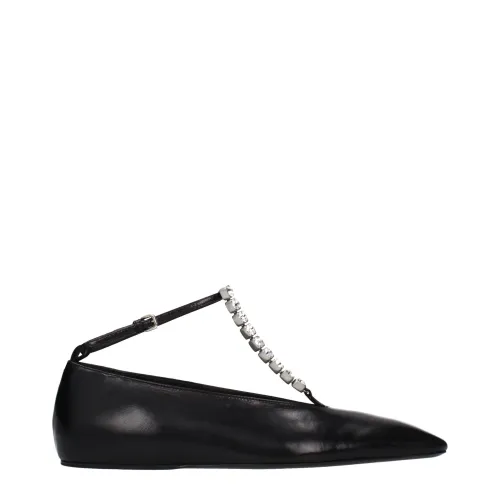 Jil Sander Leather Ballet Flat — Black