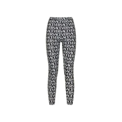 Versace Logo-Print Leggings — Black
