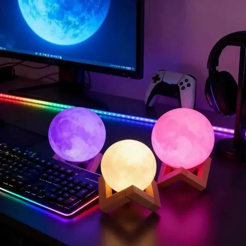 12cm 7 Color Changing Moon Lamp Wireless Night Lamp Table Lamps Romantic Button Battery Powered Indoors Lighting M251118