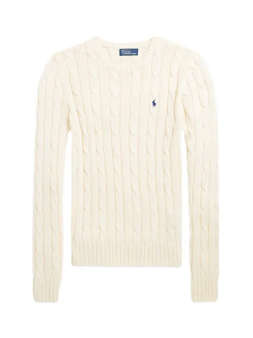 Ralph Lauren Wool-Cashmere Cable-Knit Sweater — White