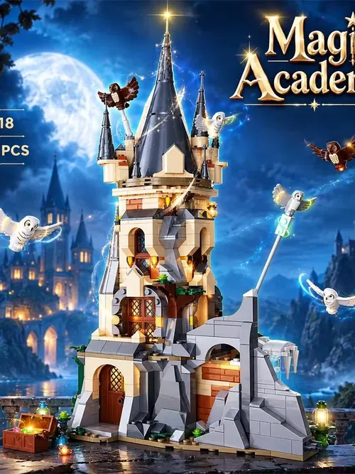 Magic Academy Owl Tower Building Blocks Set 635PCS, Premium Small ABS Bricks, Medieval Castle Model with Multi-layer Interior Scene & Owl Ornaments, DIY Assembly Toy, Desktop Decoration, Wonderful Holiday & Birthday Gift for Kids and Adults