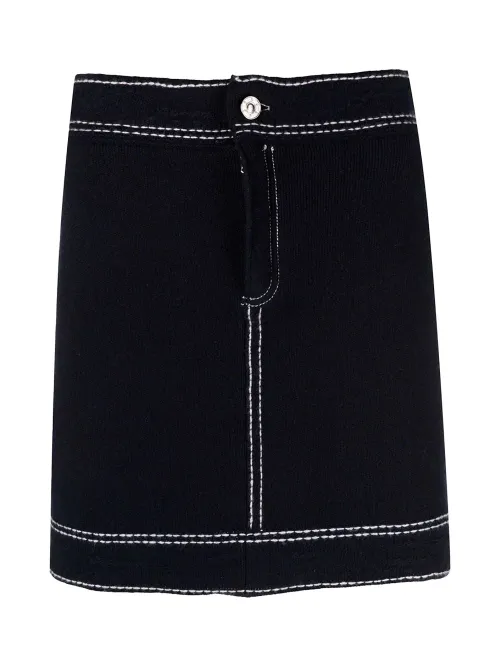 Barrie Contrast-Stitching Knit Denim Mini Skirt