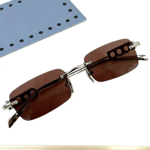 Luxury Unisex Metal Letters rectangular rimless sunglasses gradient UV400 s22 156-16-140 lightweight for prescription glasses goggles fullset packing design box