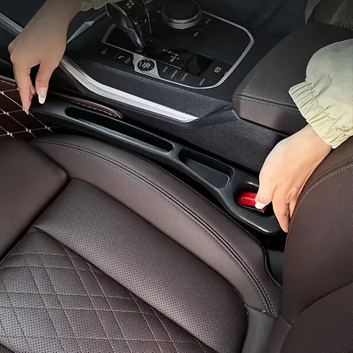 2pc Car Seat Gap Filler Organizer Pu Waterproof Car Seat Gap Plug Strip with 2 Grooves Seat Gap Storage Auto Interior Accessorie