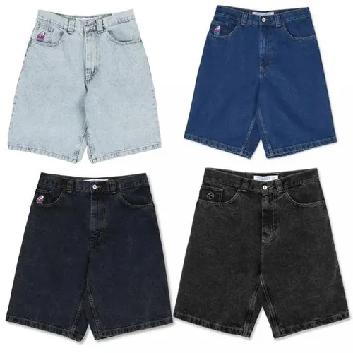 Men's Pants Polar Big Boy Shorts Y2K Harajuku Hip Hop Cartoon Graphic Embroidery Retro Blue Denim Gym Men Basketball
