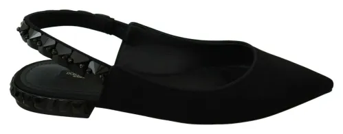 Dolce & Gabbana Silk Charmeuse Slingback Flat — Black