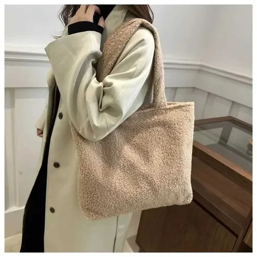 Fashion Large Capacity Lamb Plush Winter New Women Lady Bag Solid Texture Simple Elegant Warm Comfortable Handbag ShoulderXJ251031