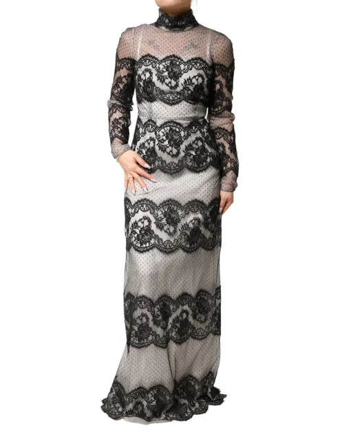 Dolce & Gabbana Lace-Paneled Silk Blend Dress — Multicolor