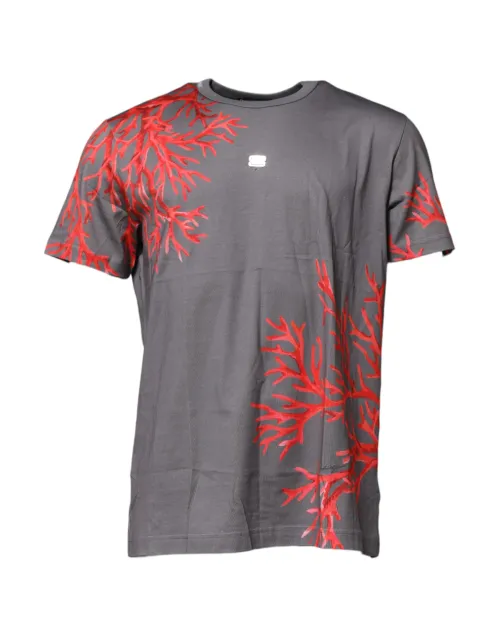 Dolce & Gabbana Coral Print Logo Plaque T-Shirt — Gray
