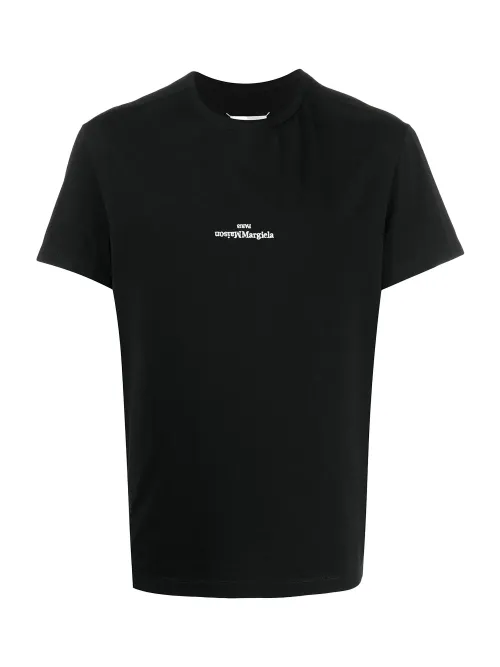 Maison Margiela Embroidered Distorted-Logo T-Shirt — Black