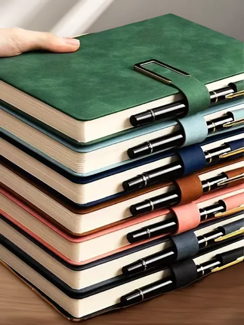 Vintage A5 leather notebook with personalized soft cover - perfect for business meetings and college life
