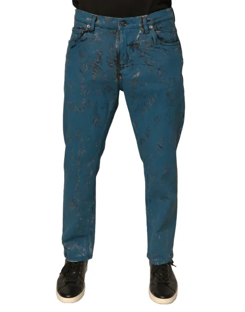Dolce & Gabbana Logo-Plaque Cotton Stretch Jeans — Blue