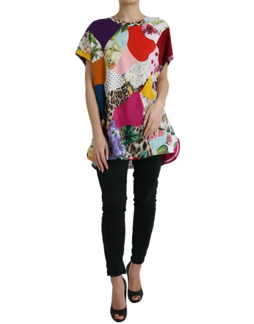 Dolce & Gabbana Patchwork Cotton Silk Blouse — Multicolor