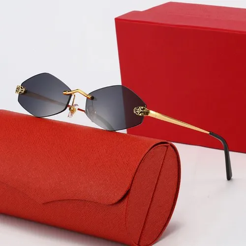 Unisex Designer Rimless Sunglasses - Gold/Silver Metal Frame Embellished Temples Octagonal Multi-Color Lens UV400 Protection Retro Y2K Luxury Glasses for Women