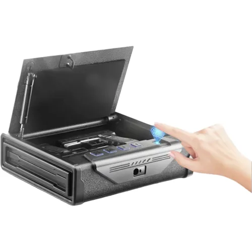VEVOR Gun Safe Q235 Steel Pistol Safe 3-Way Quick Access Firearm Case Gun Box Advanced Biometric Technology Travel Gun Safe