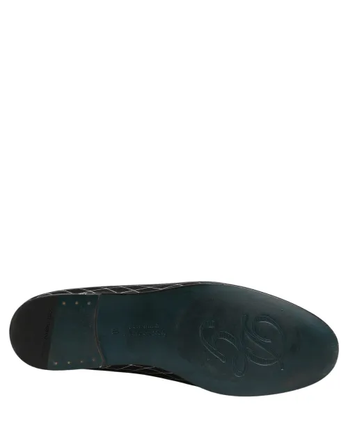 Dolce & Gabbana Velvet Diamond-Stitched Loafer — Black