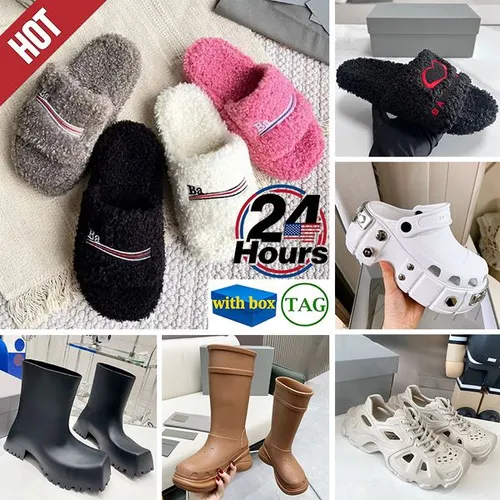 Designer Slides Womens Fur Slides Furry Slippers fur slides Women Allover Logo Furry Slide Sandals Pool Slides Homewear Sliders Breathable Durable Paris Mold Slide