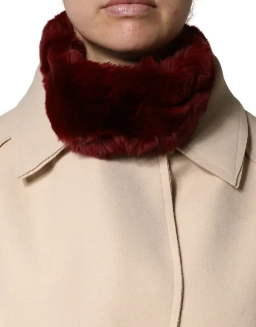 Dolce & Gabbana Lamb Fur Collar Scarf — Red