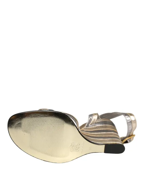 Dolce & Gabbana Metallic Leather Wedge Sandal — Gold